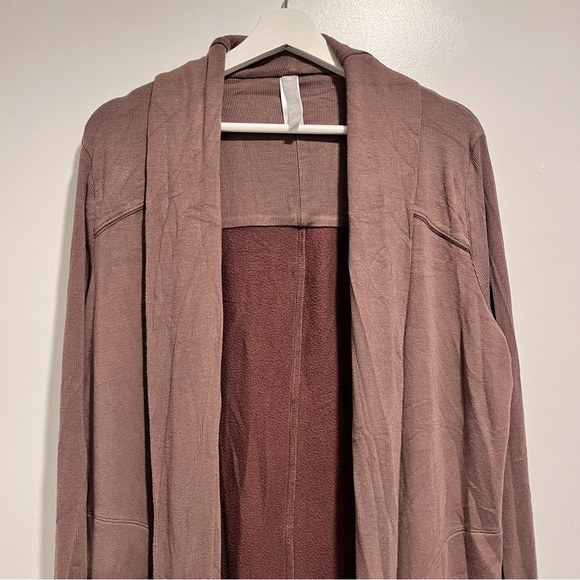 Athleta Light Brown/Pink Stretchy Long Midi Cardigan Sweater Women’s Size Large - Picture 2 of 8